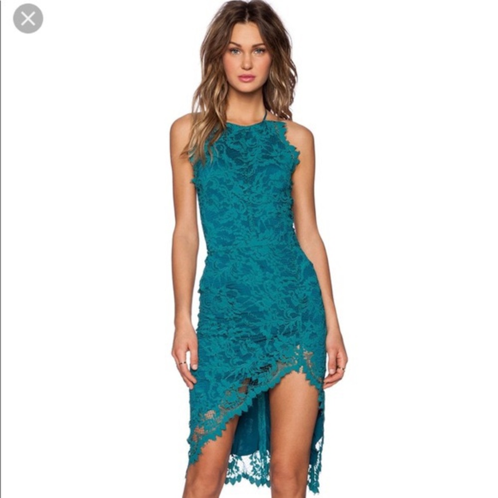 For love and lemons Maui Waui Slit Dress in teal